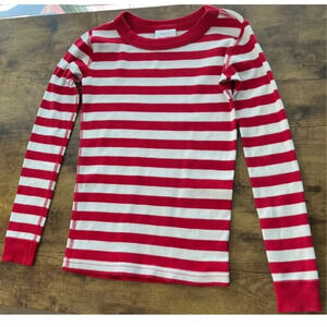 Hanna Anderson Unisex Size 8 Red/White strips Organic Cotton Top